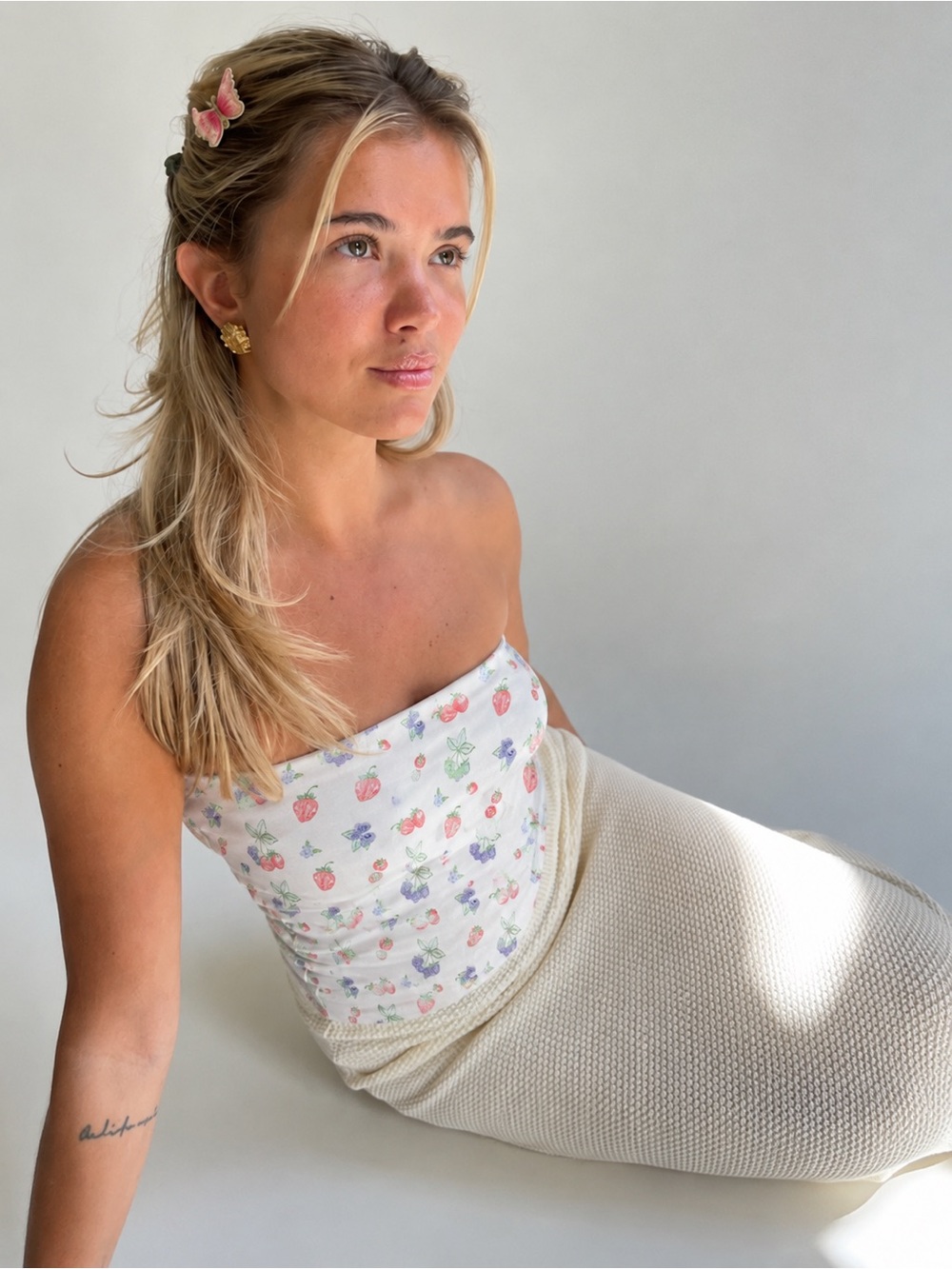 DJERF AVENUE | Organic Cotton Tube Top in Summer Berries Print, Size Medium
